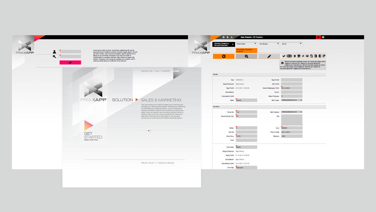 praxapp UI designs