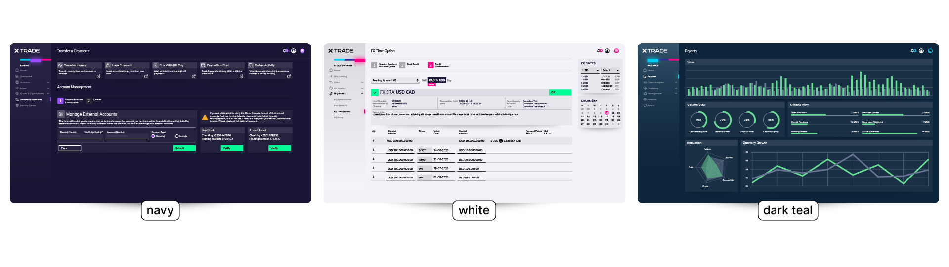 screenshots of different products in same theme family with alternating colors