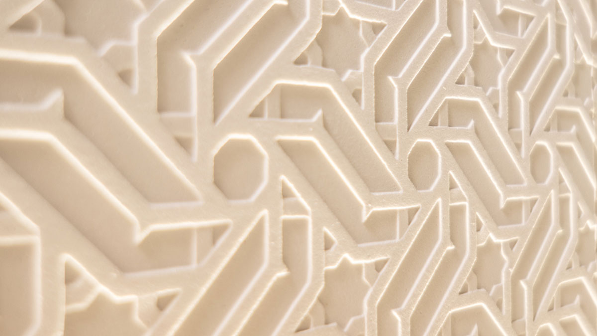 First 3D pattern design closeup on wall