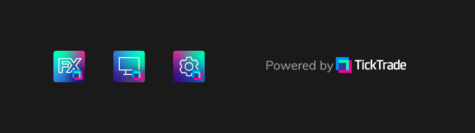 TickTrade app icons, powered by TickTrade logo