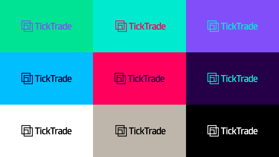 TickTrade logo on different color backgrounds